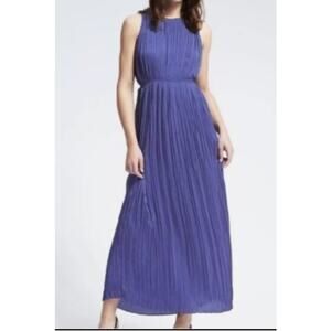 Banana Republic Soft Blue Crinkle Pleated Maxi Travel Dress Sz. XS